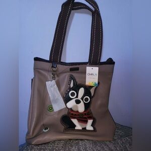 Leather Chala Boston Terrier Handbag with separately purchased matching keychain